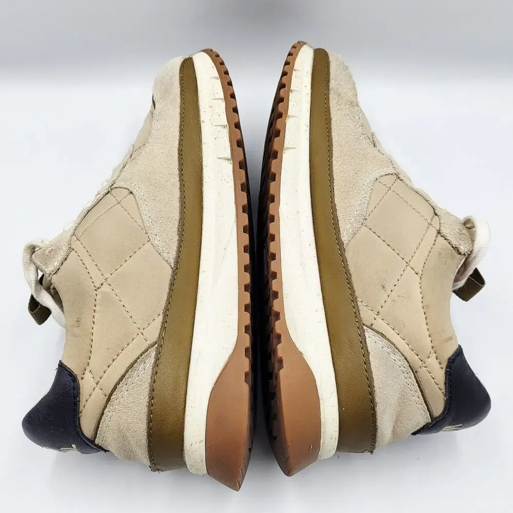 Madewell Kickoff Trainer Unisex Size W-6.5 M-5 Quilted Beige Tan Suede Sneakers
